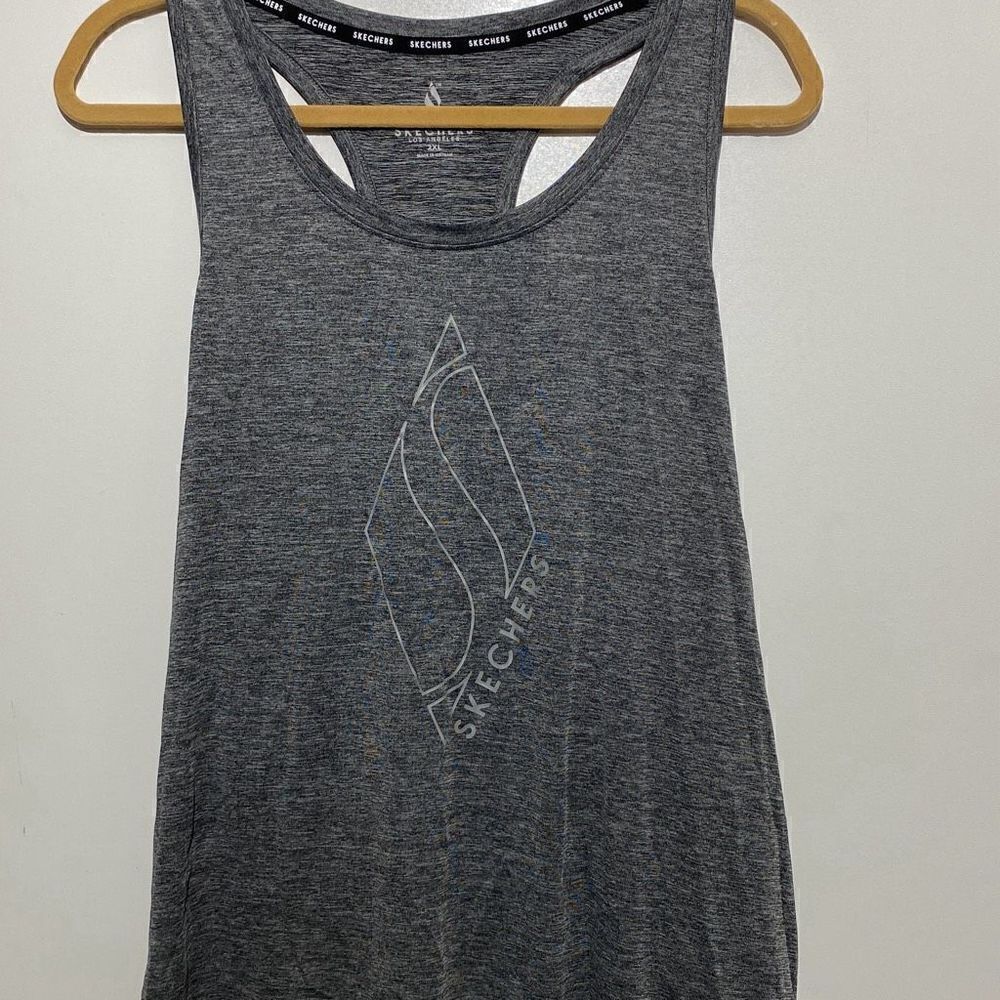 Skechers Core Racer Tank Mens 2XL Heather Gray Athletic Racerback W1TT104 NWT